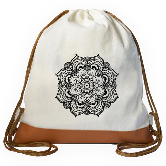 Black Mandala Graphic Drawstring bag