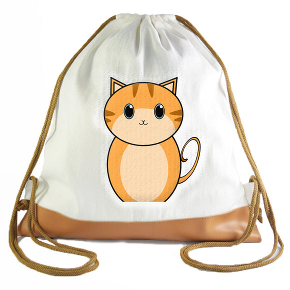 Orange Cat Graphic Drawstring bag