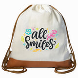 "ALL SMILES" Graphic Drawstring bag