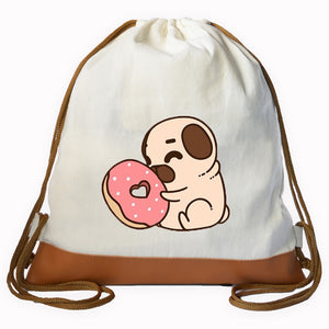 Pug Donut Graphic Drawstring bag