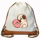 Pug Donut Graphic Drawstring bag