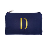 Navy Blue Pouch Gold Initial
