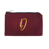 Maroon Pouch Gold Initial