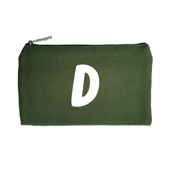 Green Pouch White Initial – Myriad Print Concepts