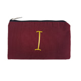 Maroon Pouch Gold Initial