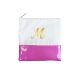 Glitter Initial Pouch - Pink
