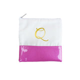 Glitter Initial Pouch - Pink