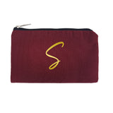 Maroon Pouch Gold Initial