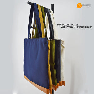 Minimalist Tote bags with leather base