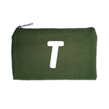Green Pouch White Initial