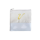 Glitter Initial Pouch - White