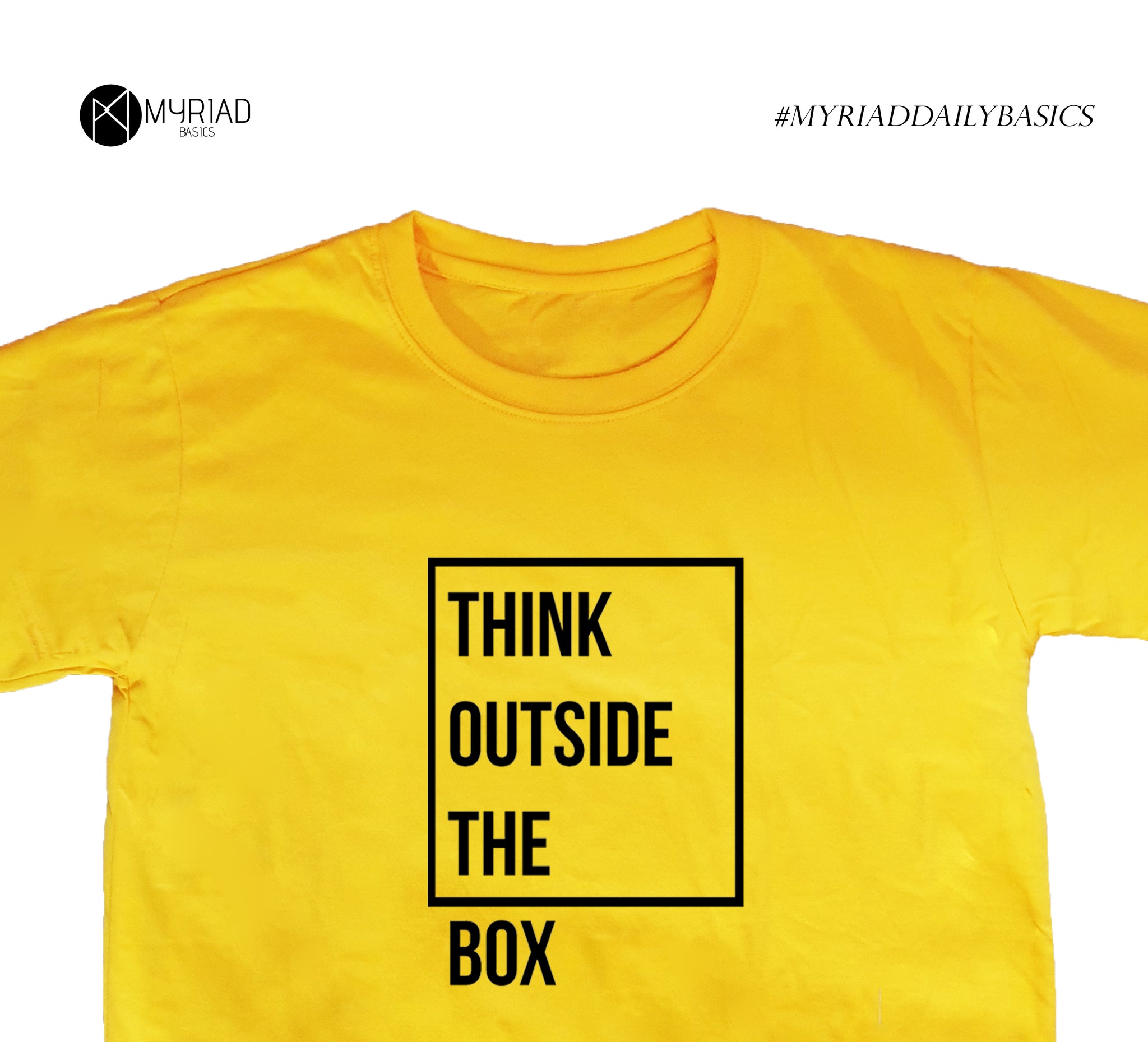 Round Neck T-Shirt - Outside The Box (Yellow) Myriad Print Concepts