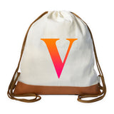 Gradient (Orange-Pink) Initial Drawstring bag
