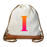 Gradient (Orange-Pink) Initial Drawstring bag