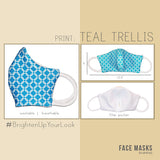 Adult Face Mask - Teal Trellis