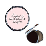 Compact Mirror (Silver) - "Happiness Looks Good On You"